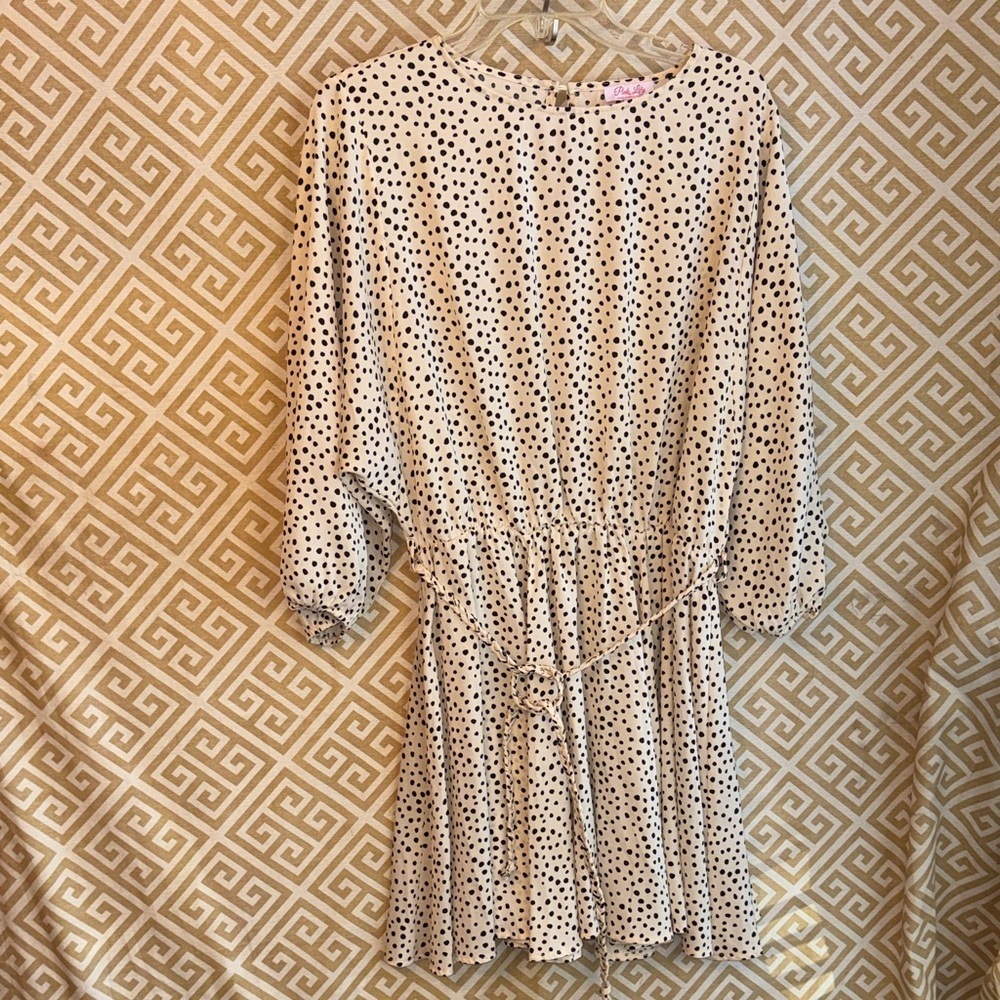 Pink Lily Black and White Polka Dot Midi Dress